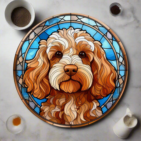 Cockapoo Golden Glass Suncatcher Worktop Saver
